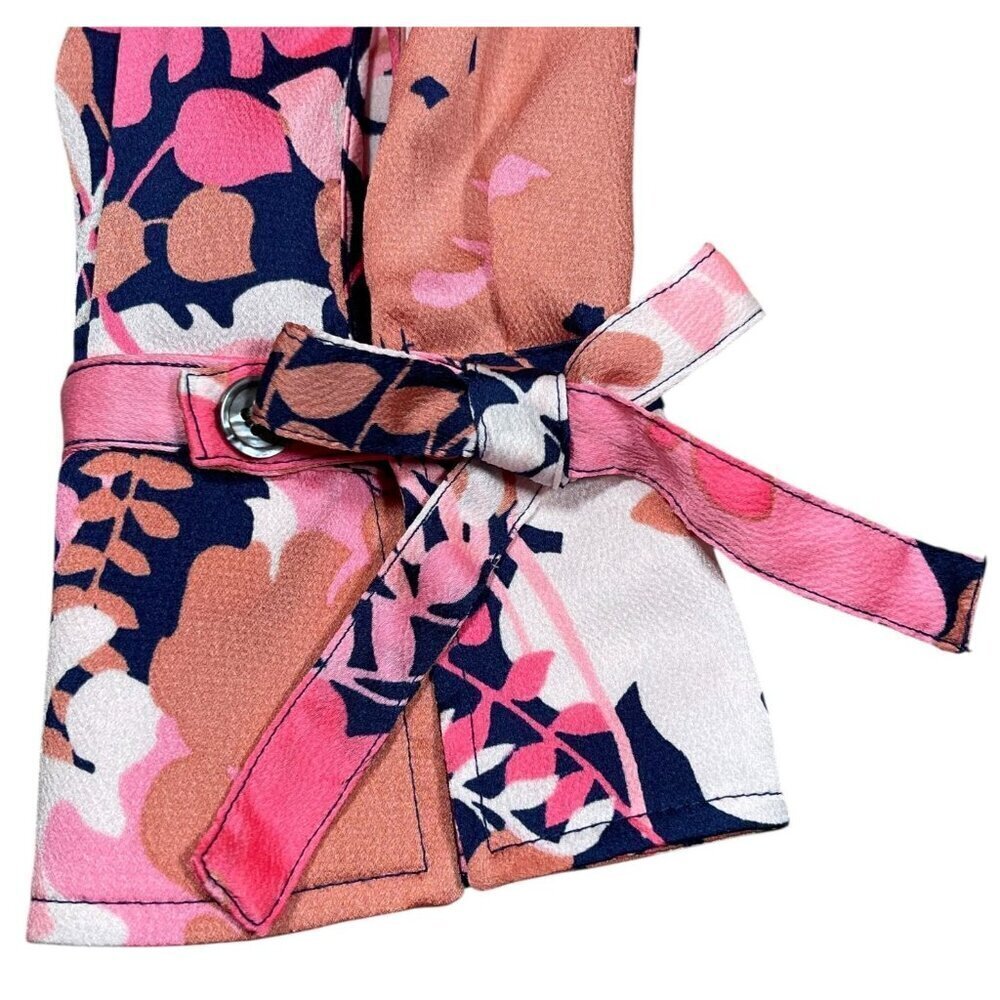 TALBOTS FLORAL BUTTON-BACK BLOUSE WITH BOW CUFFS – PETITE - Picture 9 of 12